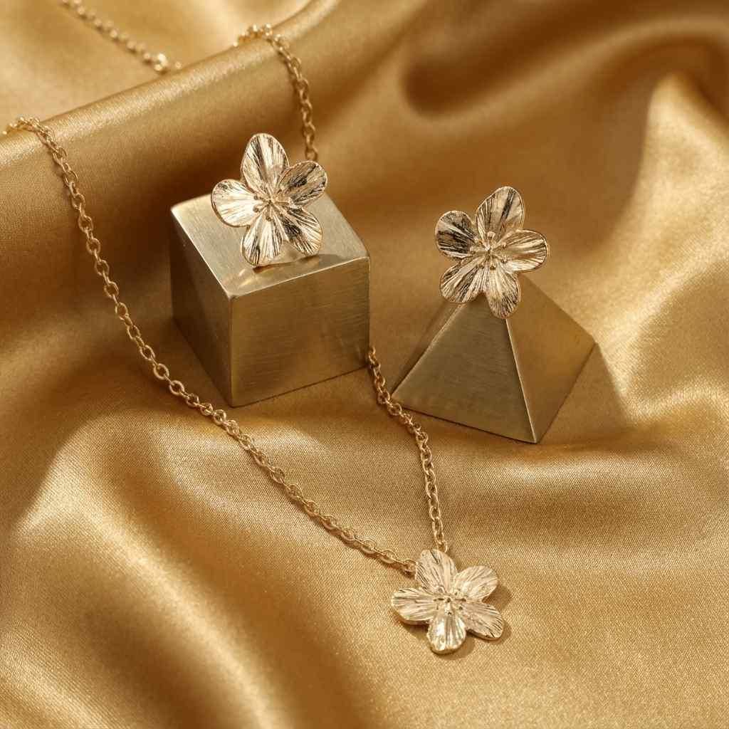 Set of Flower Necklace and Earring